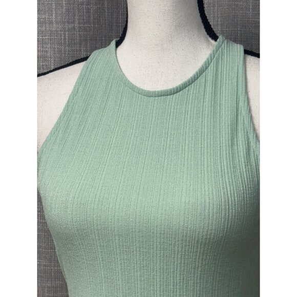 LUSH Junior’s Ribbed Sleeveless Wrap Tie Back Top, Mint Green - Picture 3 of 9